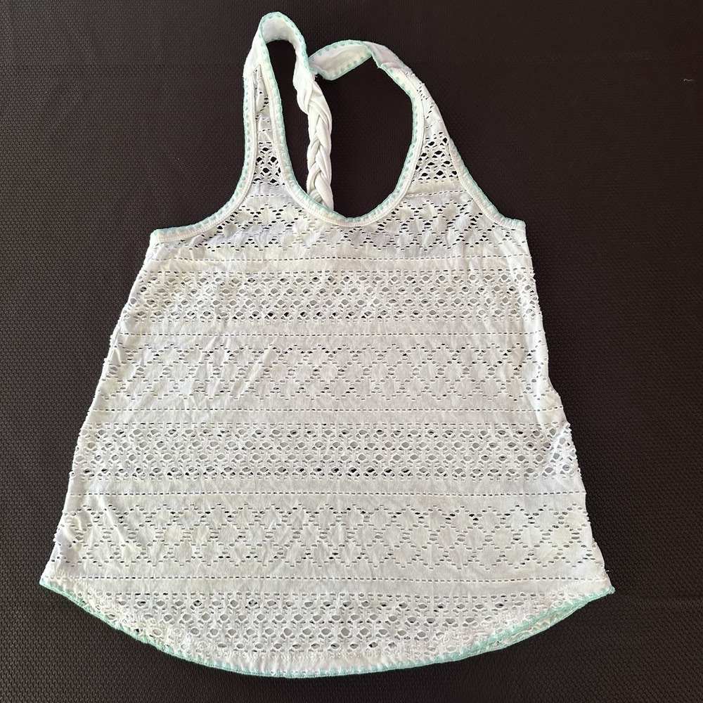 Ladies‎ EMP PRE XS Lace Tank White/Mint Braided Back